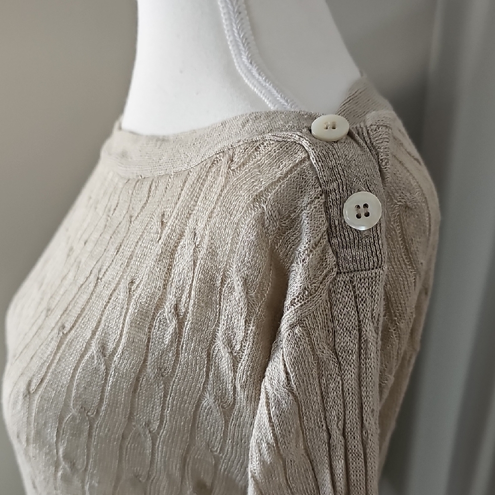 100% Linen J. Crew Light Beige Cable Knit Sweater.